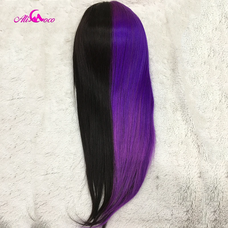 half black half purple wig