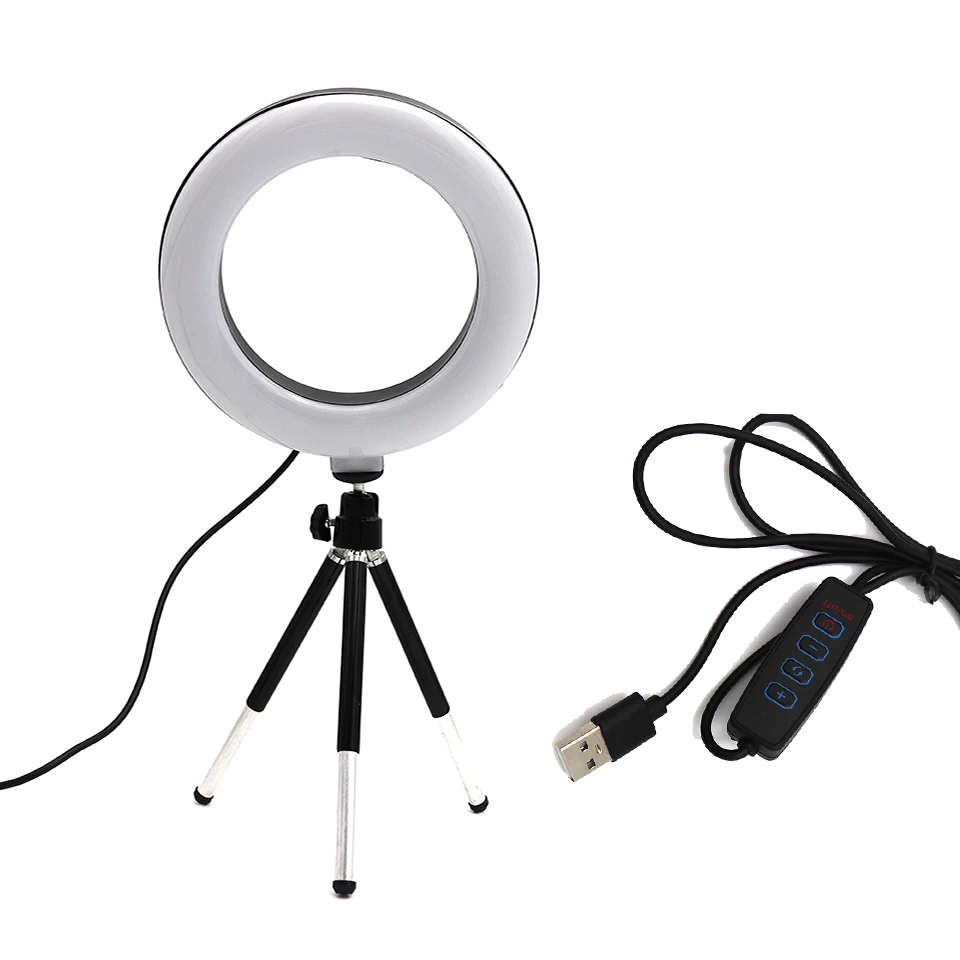 Купить Алиэкспресс 16cm 6inch Selfie Desktop Ring Light Led Lamp With Tripod Stand For Selfie 1897