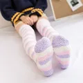 Soft Coral Fleece Knee Socks Winter Warm Girl Women Cute Cartoon Animal Stockings Striped Cozy Thigh High Christmas preview-2