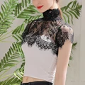 Women Lace Detachable Collar Embroidery Wrap Dress Neck Decor High-neck Ruffle Clothing Decoration Floral Ties Accessories preview-3