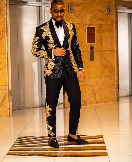 black and gold mens suit jacket