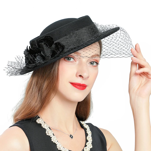 Fedoras Wedding Woman Hat Black 