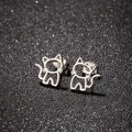 1 Pair Cute Cat Stainless Steel Stud Earrings for Mens Womens Punk Students Gifts Trend Fashion Small Ear Studs Jewelry preview-1