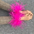 2022 New Arrivals Feather Self Winding Cuff Sleeve Women Fashion Ostrich Slap Bracelets Turkey Fur Slap Wristband S4060