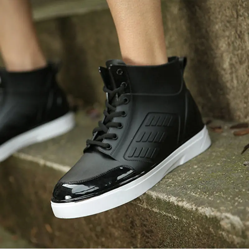 Black Ankle Boots Lace-Up Shoes yy8