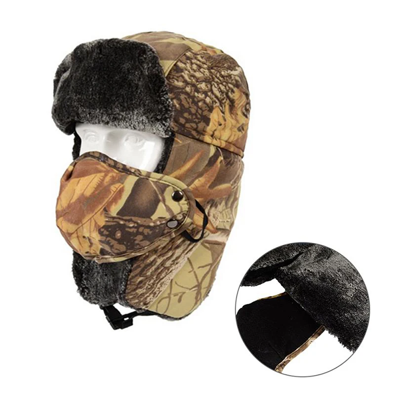 Men Women Winter Hunting Hat Bionic Camouflage Hiking Cap Outdoor Hunting Thermal Warm Cap Ushanka Ear Windproof militär hut-animated-img