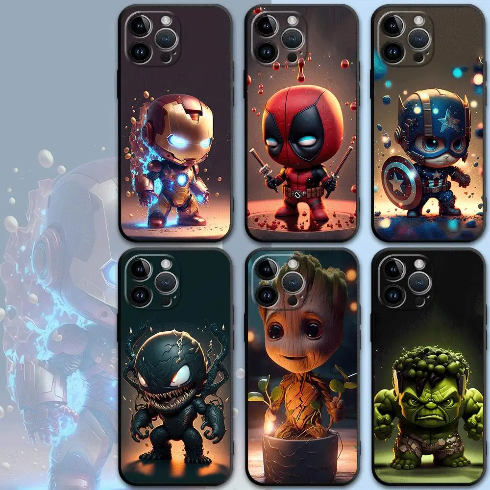 Cute Marvel Iron Man Phone Case for Apple iPhone 15 Pro Max 14 11 Pro Max 13 12 MINI XR XS MAX X 8 7 Plus SE TPU Soft-animated-img