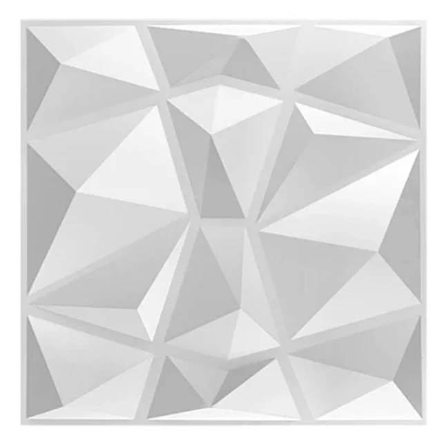 3d Art Decor 3D Wall Panel Cutting Geometric Diamond Carved Wood Tile Adhesives Bottom Non Self-adhesive 3d Wall Sticker 30x30cm-animated-img