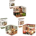 Robotime DIY Miniature House Kit Dollhouse Model Kit with LED Burger Shop And Leisurely Cheers Bar And Sweet Sips Tea preview-1