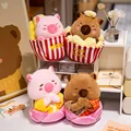 22cm Creative Simulation Lianhua Cushion Capybara Plush Toys Cartoon Stuffed Animal Cute Popcorn French Fries Capybara Kid Gifts