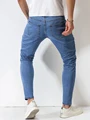 High Street Fashion Scratched Slim fit Jeans Man Pants Students Harajuku Streetwear Sky Blue Casual Daily Pants Male Trousers preview-3