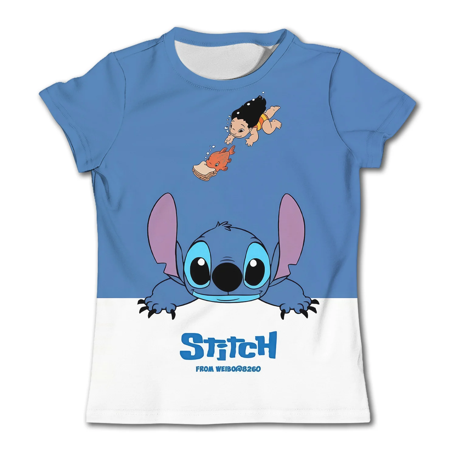 Children Girls Cartoon T-shirt Stitch Pattern Boys' Cute Short sleeved Summer Kid Soft Clothing T shirts Casual Sports Shirt Top-animated-img