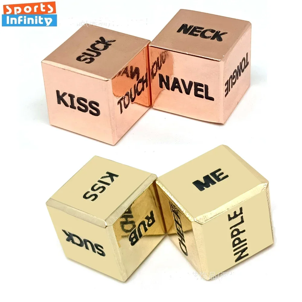 2Pcs Set Sex Dice 6-sided Zinc Electroplating Dices D6 DND Dice Set Date Night Creative Couple Dice Valentine's Day Gift-animated-img