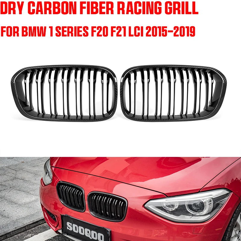 Carbon Fiber Front Kidney Grill Grille For BMW F20 F21 118I