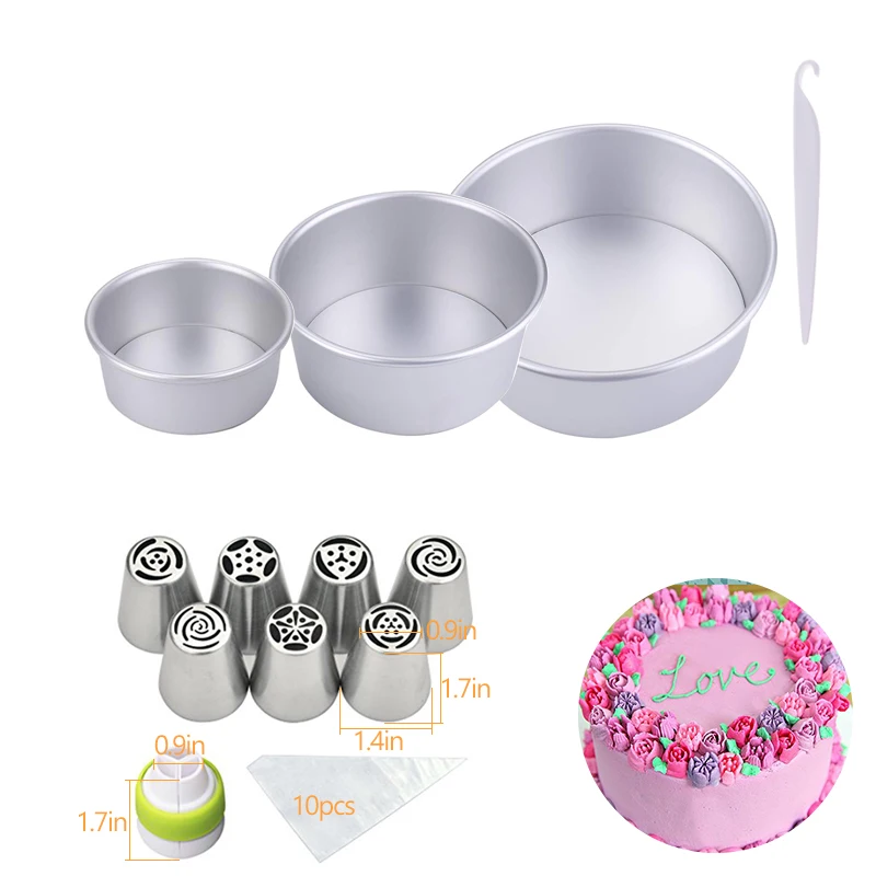 4/6/8 Inch Round Cake Pan Set With Removable Bottom Aluminum Alloy Chiffon Cake  Mold/Mould Set 3 Tier Round Cakes Tins C019