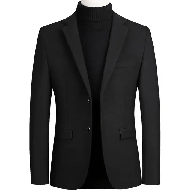 Men's Wool Blazers Male Suit Jacket Oversized Solid Business Casual Winter Jacket Men Clothing Wedding Suit Coat 4XL-animated-img