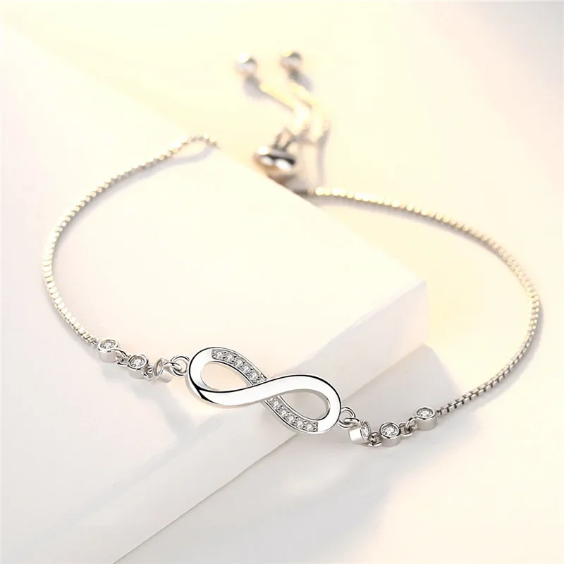 Fine 925 Sterling Silver Crystal Bracelets For Women Fashion Vintage Knot Adjustable Charm Bracelets Party Wedding Jewelry Gifts preview-3