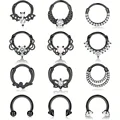 DOLOTTA 1Pc Stainless Steel Septum Ring 16G Daith Earring Nose Ring Hoop CZ Opal Cartilage Helix Tragus Clicker Piercing Jewelry