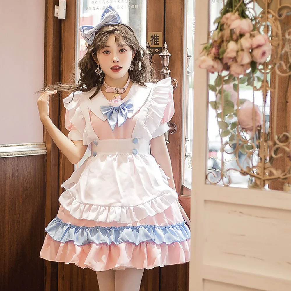 Sweet Cosplay Maid Costume Dress Anime Kawaii Dress Women Lolita Dress Cute  Princess Dress Schoolgirl Maid Outfits Plus Size Cos