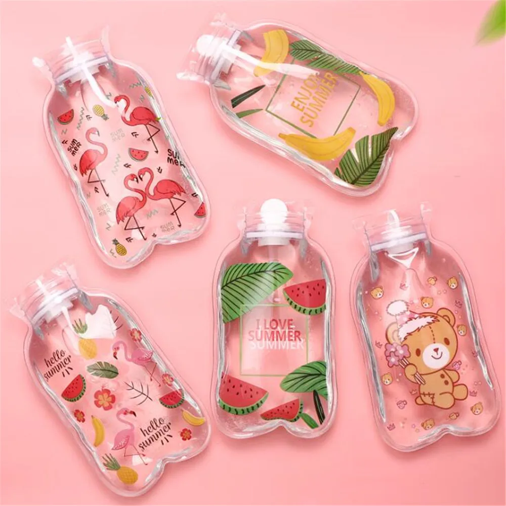 Cute Transparent Hot Water Bottle Warm Belly Treasure Cartoon Hand Warmer Filled Mini Explosion-proof Portable Hot Water Bags
