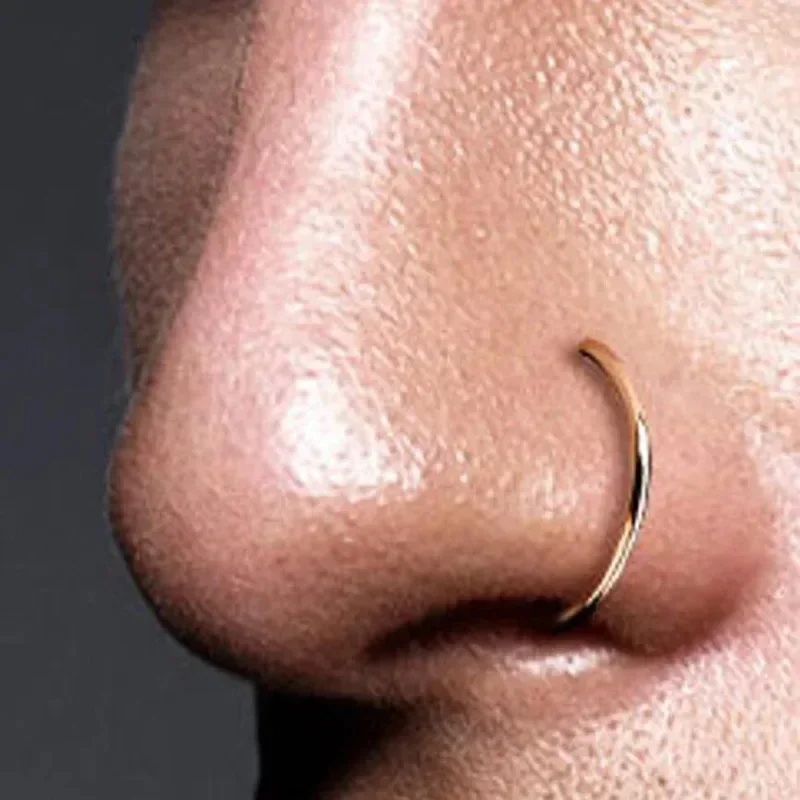 Fake Piering Nose Ring Earrings Fashion Punk Non Piercing Stainless Steel Perforation Septum Women Men Nasal Ring Body Jewelry-animated-img