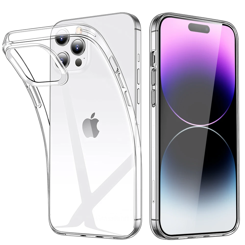 Transparent Phone Case For iPhone 15 11 12 13 14 Pro Max Soft TPU Silicone For iPhone X XS Max XR 8 7 Plus Back Cover Clear Case-animated-img