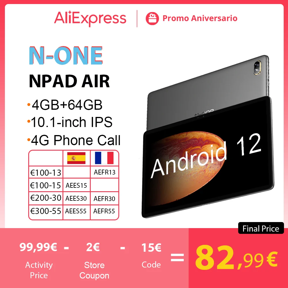 NPad air 10.1inch 1920x1200 T310 4GB RAM 64GB ROM 4G Network Type-c port Android 12 phone call Tablet PC
