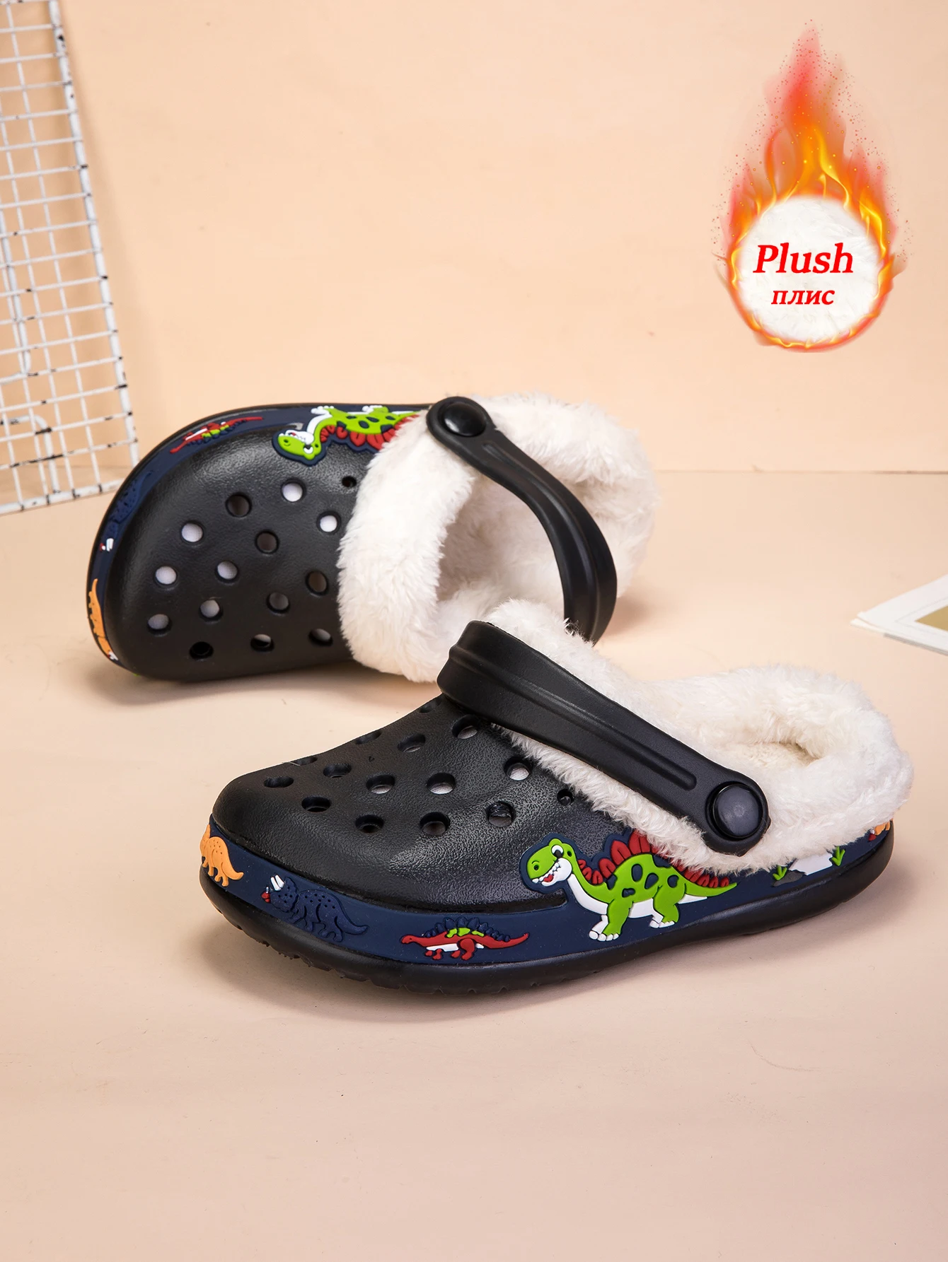 Winter Kids Sandals Fur Children's Slippers Baby Girls Shoes Non-Slip Clogs Cartoon Cute Infant Girls Sandals Boys Shoes-animated-img