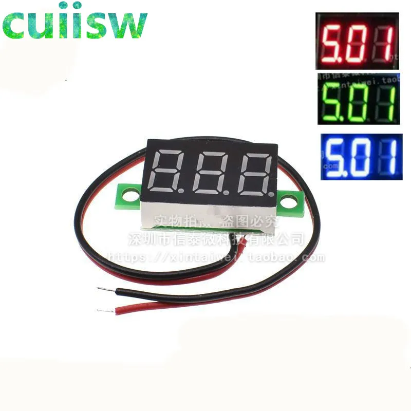 1pcs 0.36 two-wire DC 2.50 to 30V LCD Digital Voltmeter Voltimetro Red/Blue/Green LED Amp Volt Meter Gauge Voltage Meter-animated-img