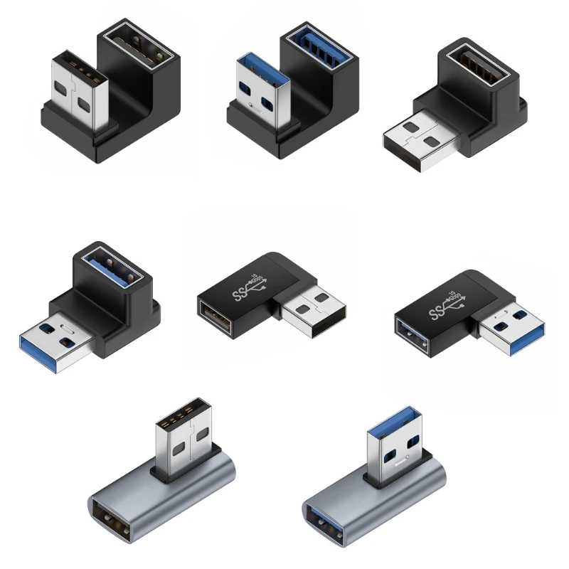 usb 90 degree adapter Left Right Angled USB A Male To Female Adapter Connector For PC-animated-img