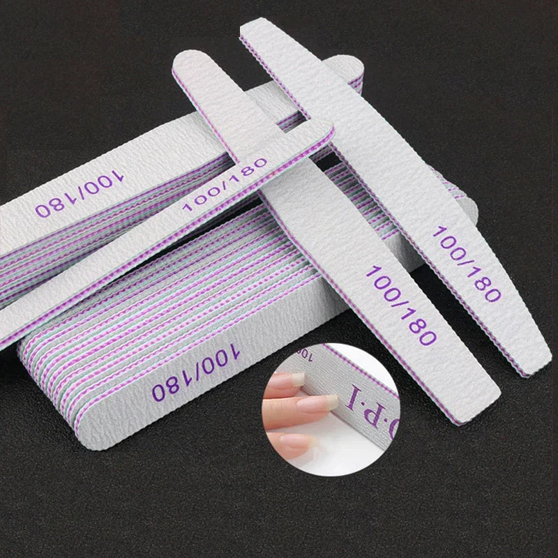 Professional Nail File 100/180 Half Moon Sandpaper File Sanding Polishing Nail Tools Files Nail Grinding Equipment Manicure File-animated-img