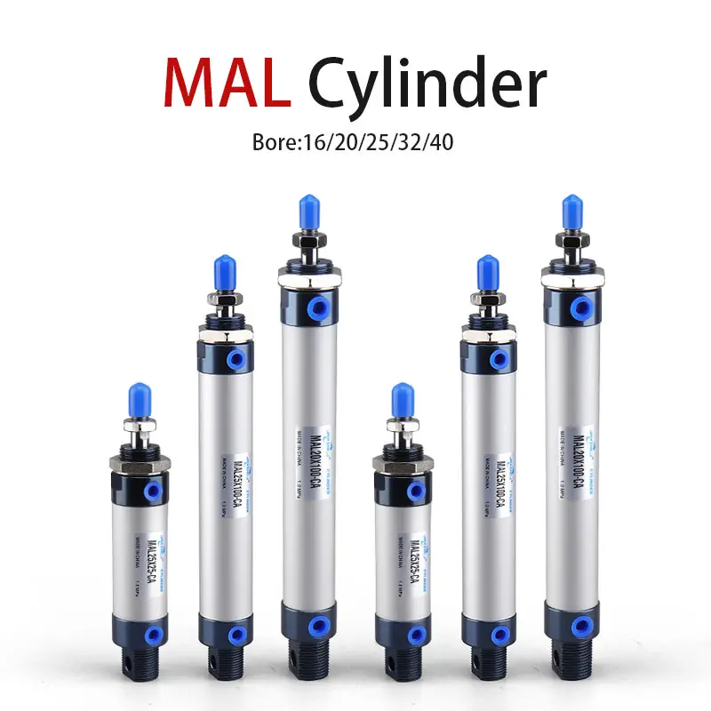 MAL Air Pneumatic Cylinders Double Compressed Air Cylinder Mini Bore 16/20/25/32/40mm Stroke 25-500mm Single Lever Customized-animated-img