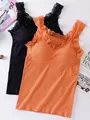 Lace Camisole With Chest Pad Tank Tops Women Sexy Solid Color Bottoming Vest Underwear preview-2