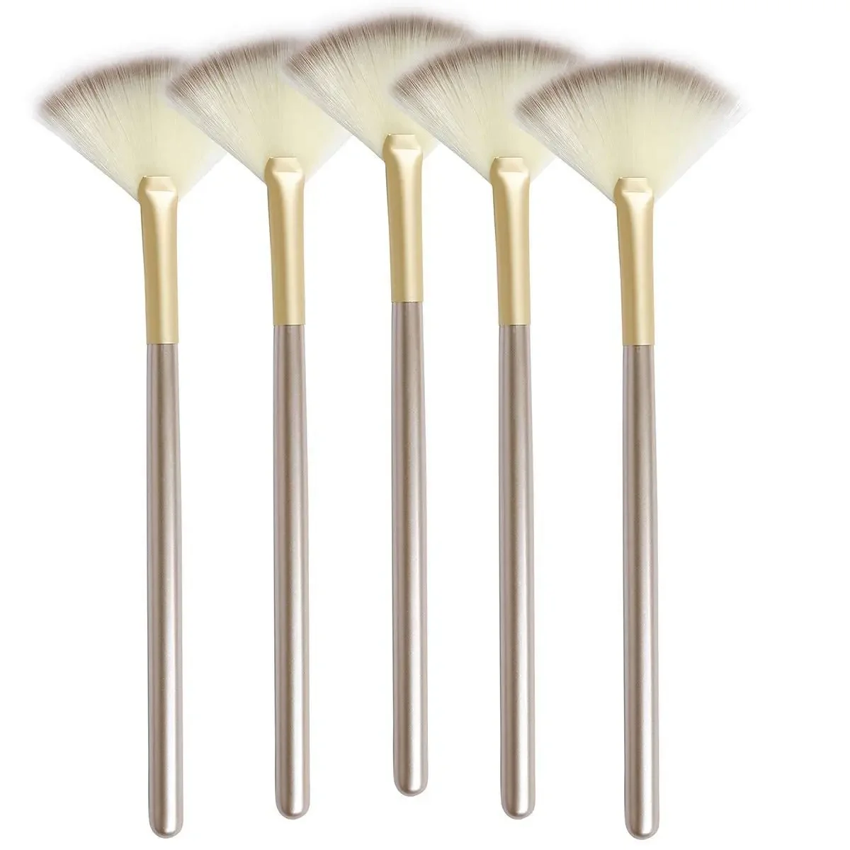 5pcs Fan Brushes Facial Brushes Soft Makeup Brush Cosmetic Applicator Tools Wooden Handle and Soft Fiber for Glycolic Peel Mask-animated-img