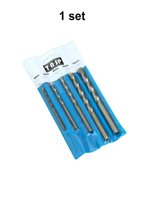 TASP 5pcs Masonry Drill Bits Tungsten Carbide Tipped Concrete Brick Stone Drilling Set Size 4 5 6 8 10mm Power Tool Accessories-animated-img