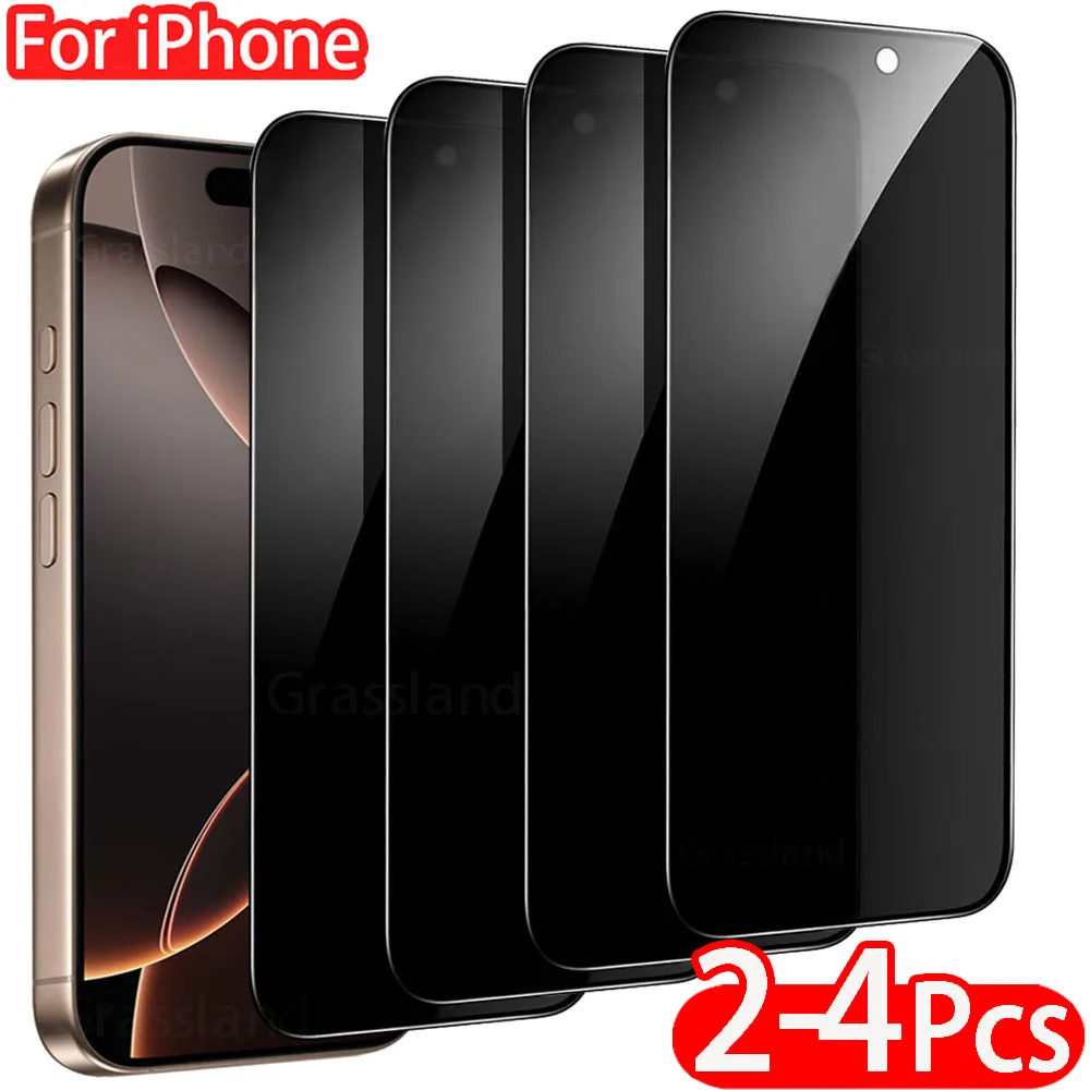 2/4Pcs Anti-Spy Tempered Glass For iPhone 16 15 14 13 12 11 Pro XS Max Screen Protector For iPhone X XR Full Cover Privacy Glass-animated-img