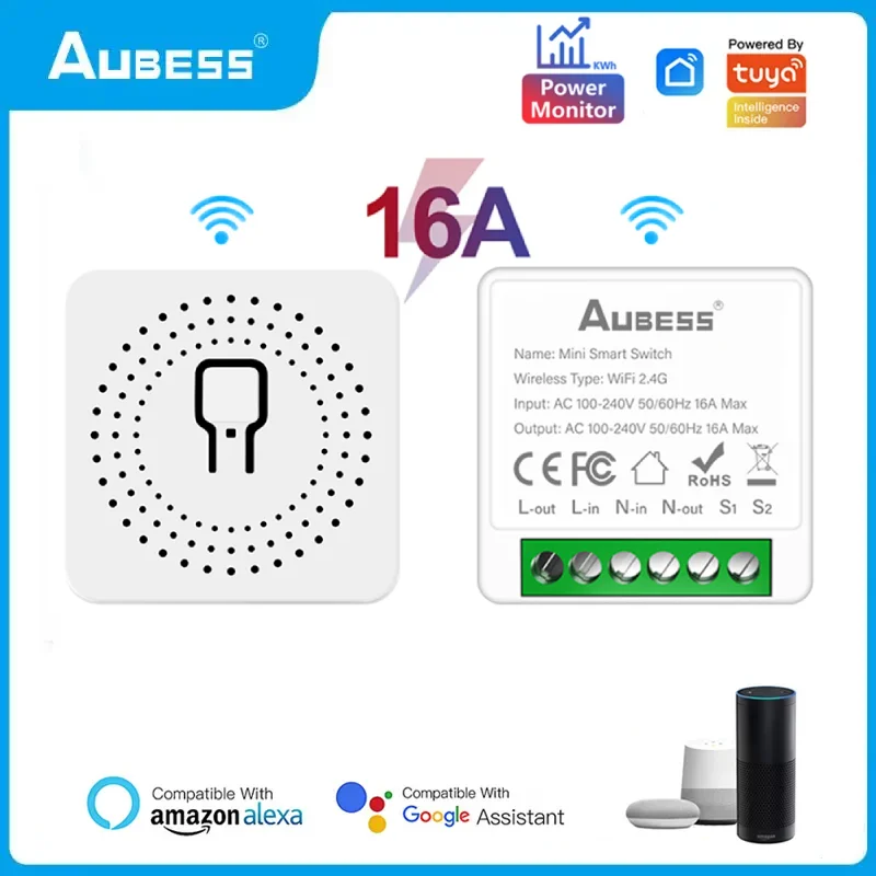 AUBESS Tuya Wifi Mini Smart Switch16A Supporte  Alexa Google Home  Yandex Alice