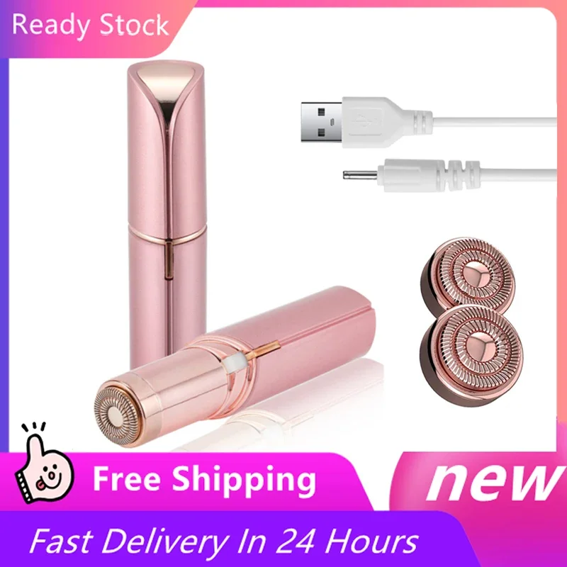 Epilator Face Hair Removal Lipstick Shaver Electric Eyebrow Trimmer Women Hair Remover USB Charging Mini Shaver Epilator-animated-img