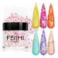 FEISHI Bottle 6 Color Dipping Pigment Acrylic Powder Nail Art Glitter DIY Design for Professional Manicure Extension Natural Dry