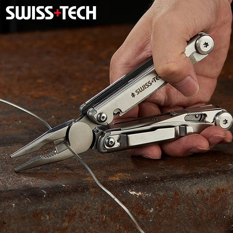 SWISS TECH 18 in 1 Multitool Folding Pliers Multi-functional Combination  Tool Portable Scissors Saw Blade EDC Outdoor Equipment