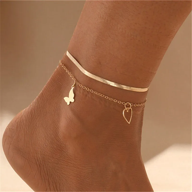 Modyle New Fashion Punk Gold Color Chain Anklets For Women Bohemian White Beads Anklet Bracelet Beach Foot Chain Jewelry-animated-img