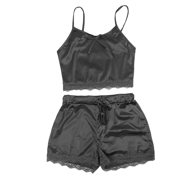 Ladies Sexy 2 Piece Satin Silk Pajama 
