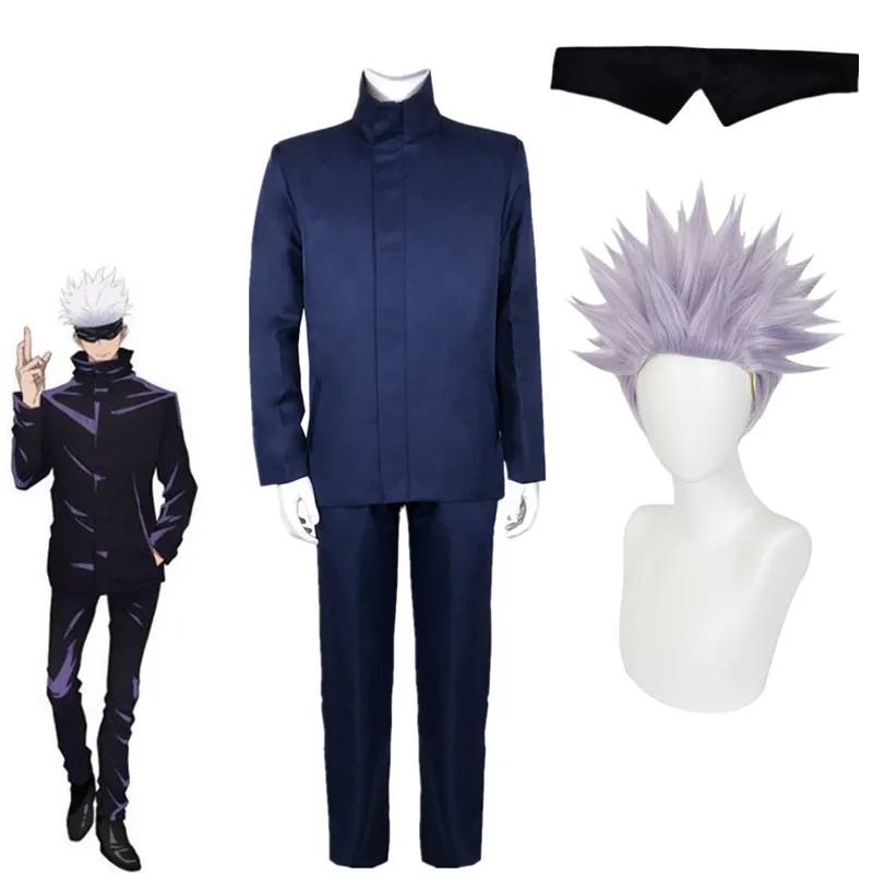 Anime Jujutsu Kaisen Gojo Satoru Cosplay Costumes Top Pants Halloween Party High School Uniform Set-animated-img