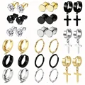 15pairs Earrings Set For Men Stainless Steel Stud Earrings Cross Dangle Hoop Earrings Set Fashion Ear Piercing Jewelry preview-1