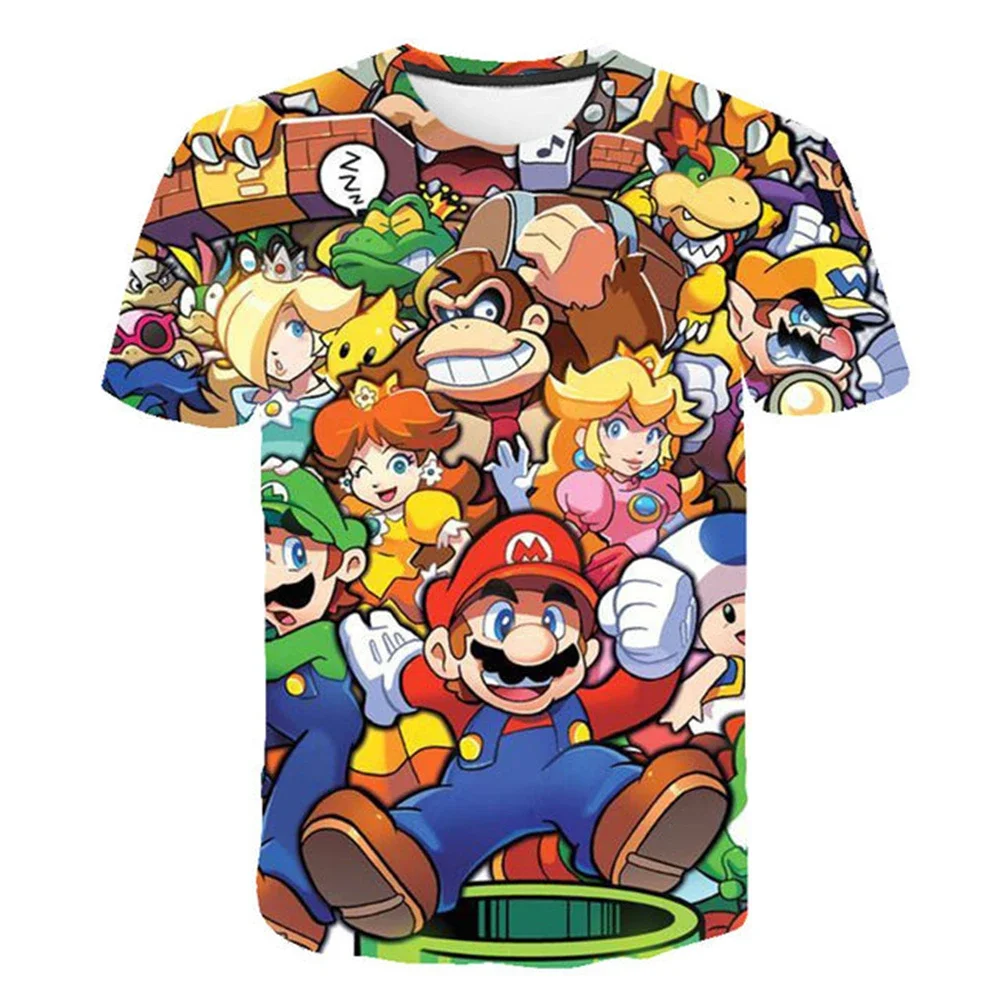 Baby Boy Super Marios Tshirt Kids Anime Summer Fashion Children's Cartoon Boy Girls One Piece T-shirts Sonic Marios Short Sleeve-animated-img