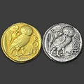 Ancient Greek Athena Owl Gold/Silver Antique Coin Sun God Creative Decoration Medal Handicraft Collection Pendant Jewelry Gift preview-2