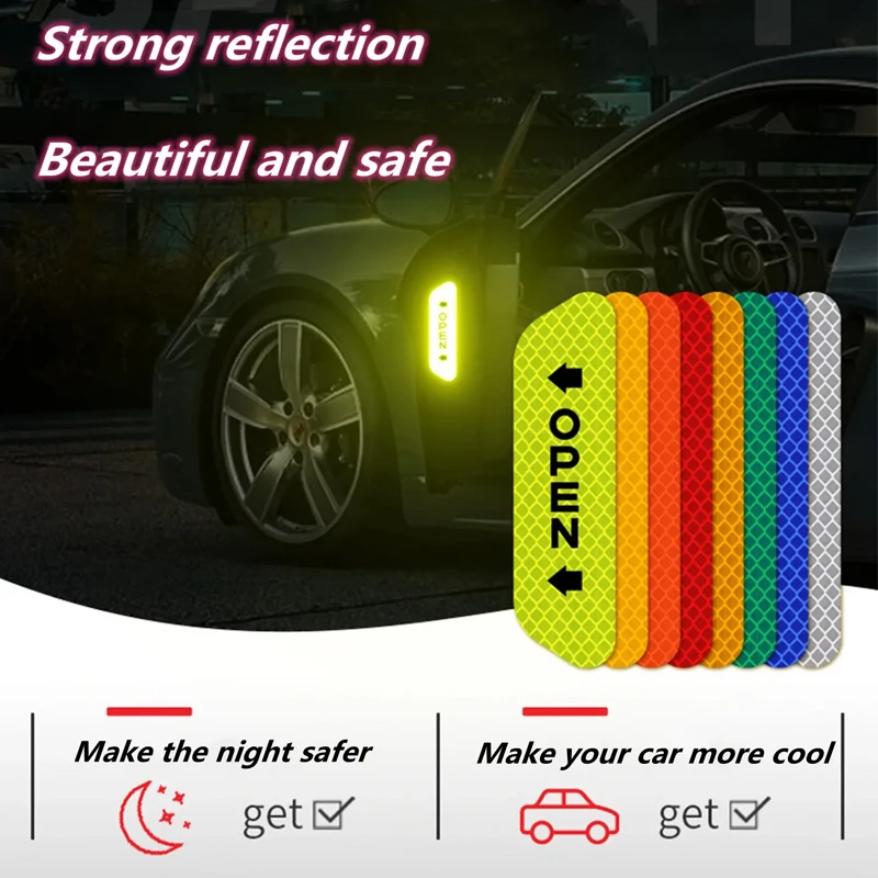 Night Reflective Car Door Sticker Safety Opening Warning Reflector Tape Decal Auto Car Accessories Exterior Interior Reflector-animated-img