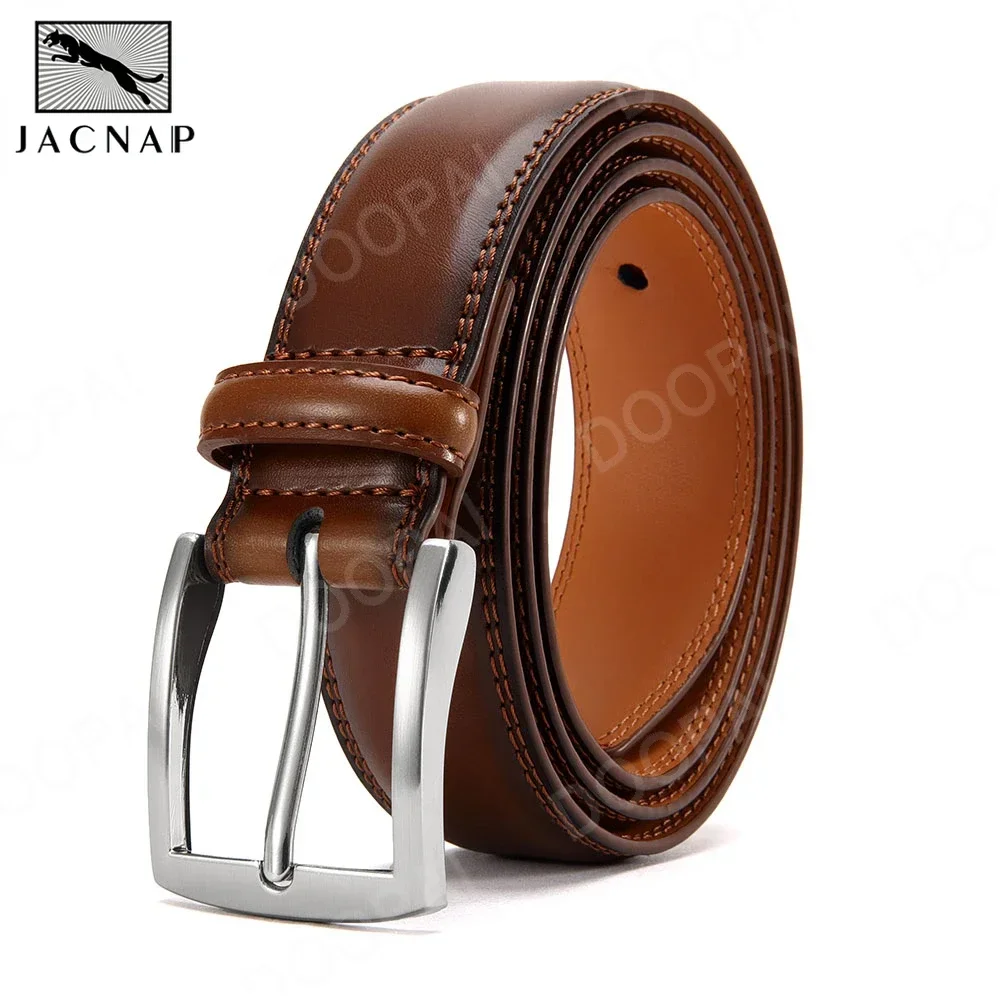 Men Belts High Quality Genuine Leather LONG Large Pin Buckle Metal Automatic Buckle Male Belts Strap Male-animated-img