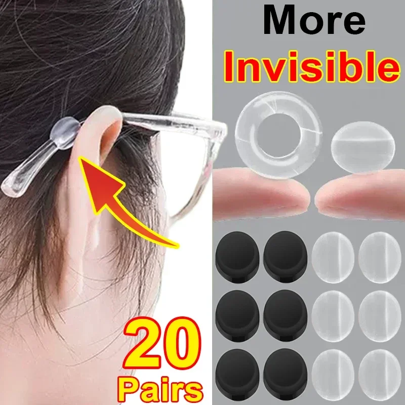 1-20pairs Mini Invisible Ear Hook Eyeglasses Silicone Accessories Glasses Anti Slip Grip Temple Tip Holder Spectacle Eyewear-animated-img