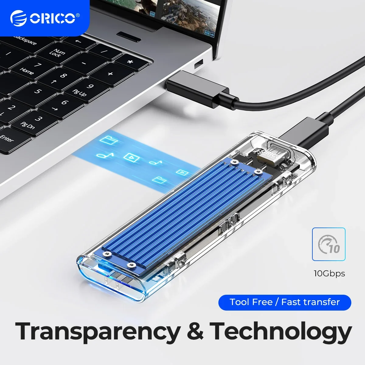 ORICO Upgraded Aluminum M.2 NVMe SSD Enclosure Reader 20Gbps to USB C  3.2/3.1 Gen 2 to M2 NVMe PCI-E M-Key SSD External Adapter Support UASP Trim